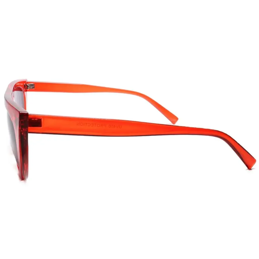 Red Flat Top Cat Eye Sunglasses Smoke Gradient Lens